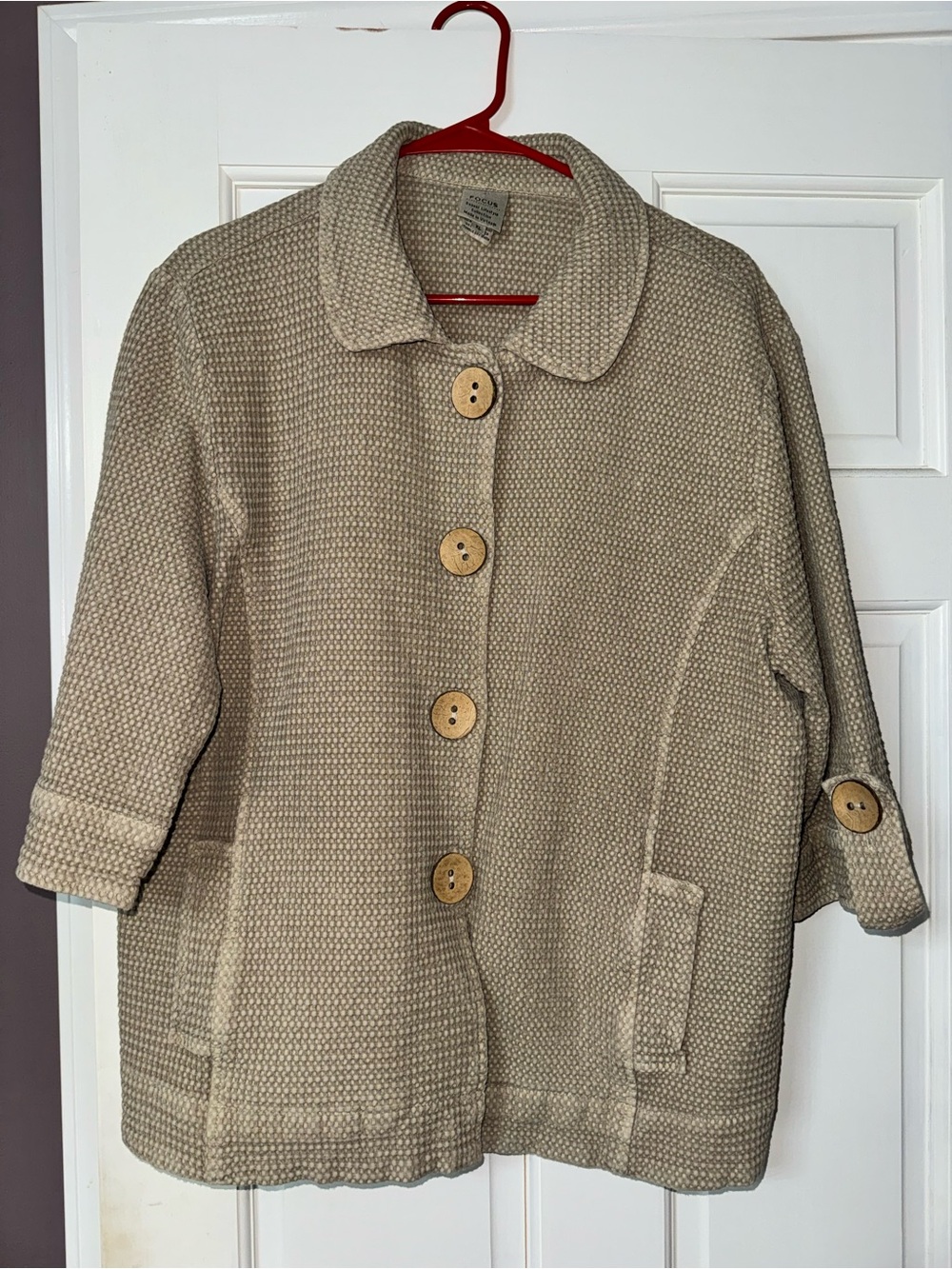 FOCUS Casual Lifestyle Collection Cotton Waffle Weave Jacket XL Lagenlook